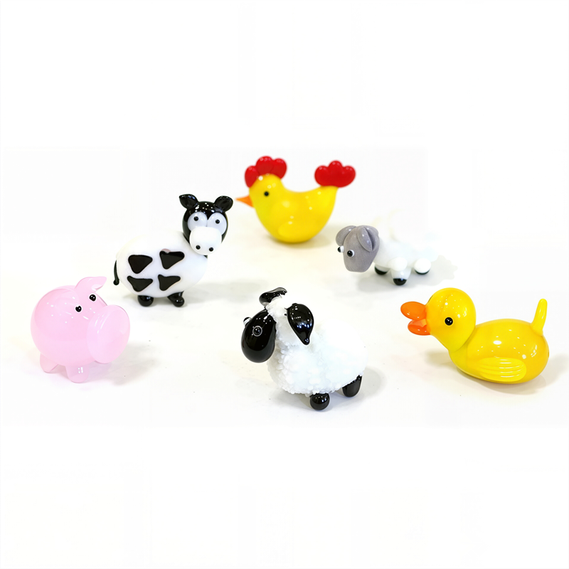 Art Craft Duck - ตกแต่งอีสเตอร์แก้วเล็กๆรูปปั้นสัตว์เครื่องประดับน่ารักแกะวัวหมูสีชมพูสีเหลืองเป็ด Chick Mini Figurine Fairy Garden