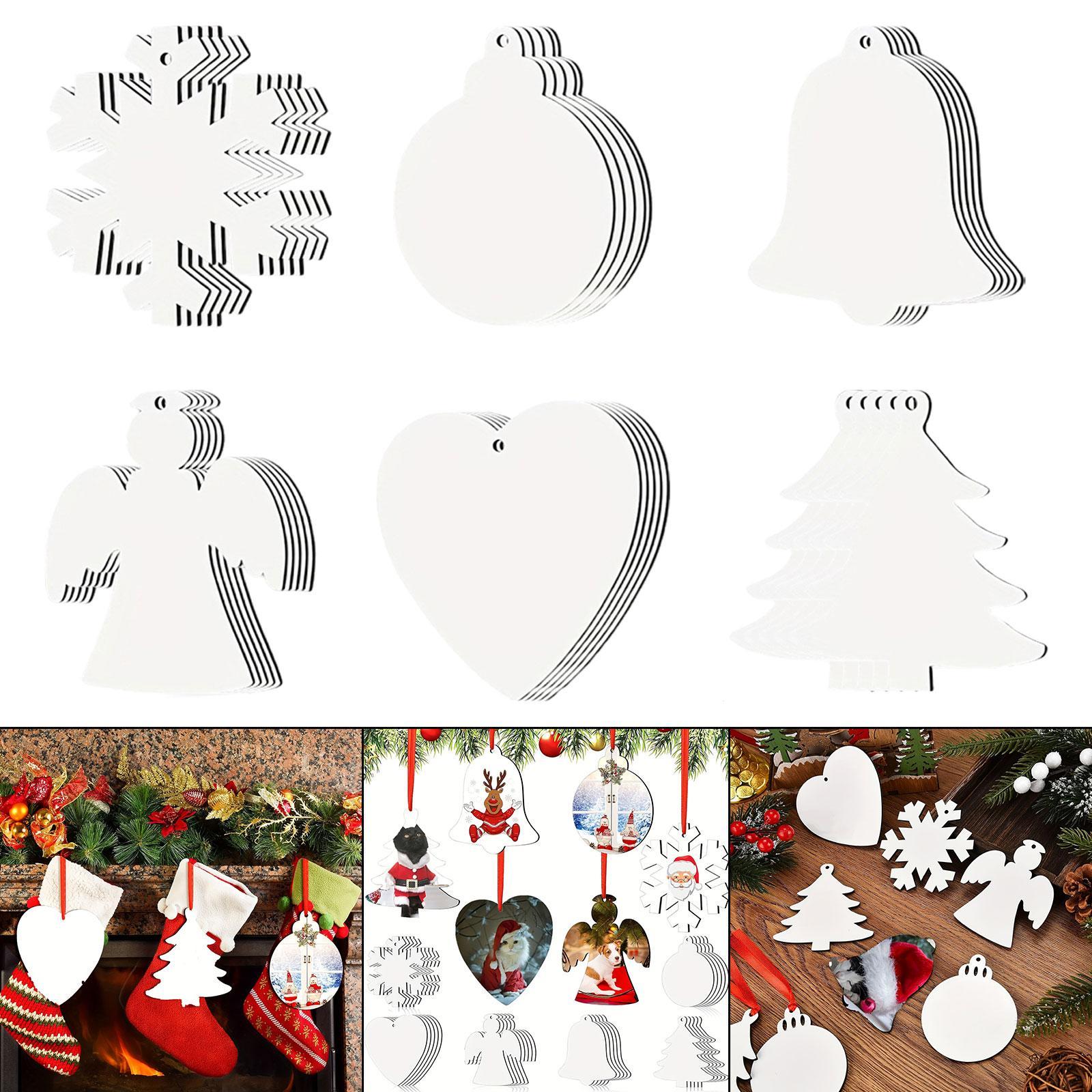 Art And Craft Xmas Tree - จี้ห้อยตกแต่งต้นคริสต์มาสแบบซับลิเมชั่น 30 ชิ้น อุปกรณ์งานฝีมือ DIY สำหรับตกแต่งต้นคริสต์มาส