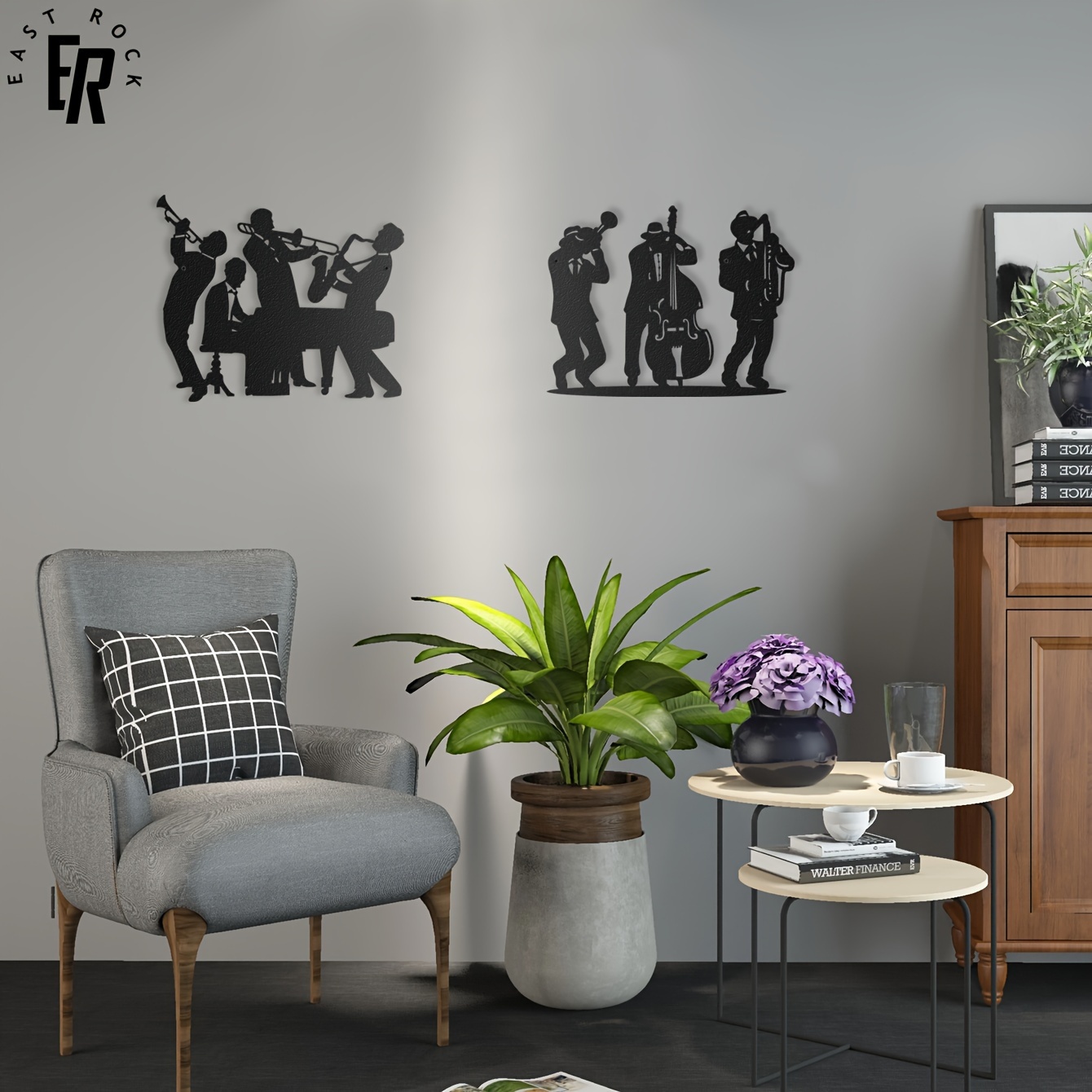 Art Craft Bar - ของตกแต่งผนังรูปเงาดนตรีเมทัล | งานศิลปะแขวนผนังแนวแจ๊สแบนด์ | ของตกแต่งผนังบ้านและสวนภายในอาคาร |