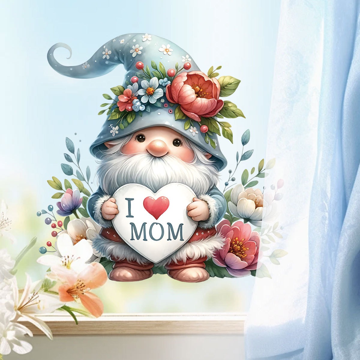 Art Craft Mother'S Day - สติ๊กเกอร์ติดผนังวันแม่ ลายน่ารัก ตุ๊กตาโนม บอลลูนรัก ของตกแต่งบ้าน กระดาษกาว