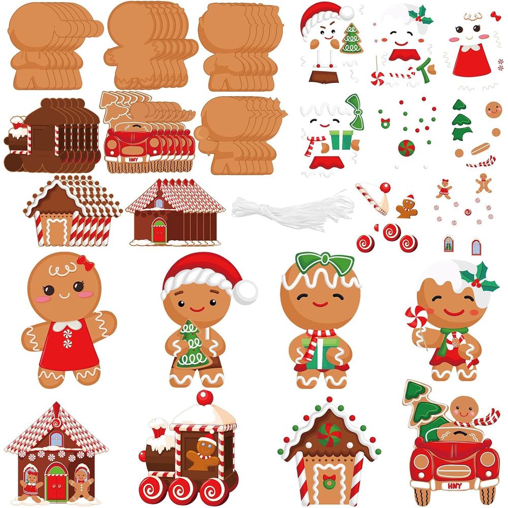 Art And Craft Xmas Tree - ชุดประดับตกแต่งต้นคริสต์มาส DIY 48 ชิ้น พร้อมแผ่นสติกเกอร์กาวสำหรับตกแต่งต้นคริสต์มาสของคุณเอง หรือใช้กับของตกแต่งคริสต์มาส