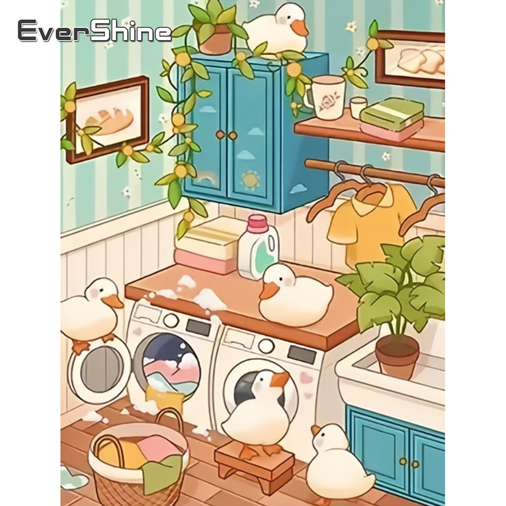 Art Craft Duck - Evershine Mata Bor persegi ภาพวาดติดเพชรงานอดิเรกแบบทำมือรูปต้นไม้พระจันทร์เต็มรูปแบบการปักภูมิทัศน์ชุดการตกแต่งบ้านโมเสคแฟนตาซี