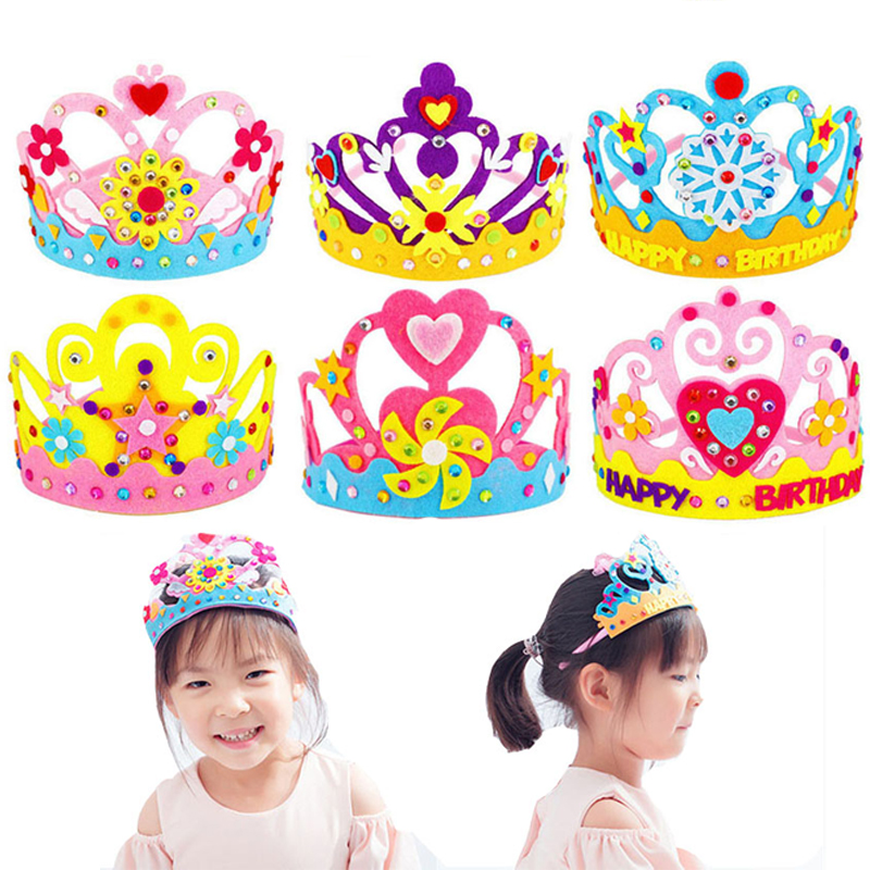Art Craft Kindergarten - DIY หัตถกรรมของเล่นมงกุฎสร้างสรรค์กระดาษดอกไม้ดาวรูปแบบของเล่นสําหรับเด็กเด็กอนุบาล Art Party ตกแต่ง
