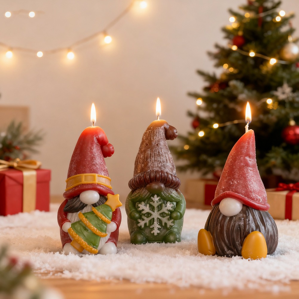 Art And Craft Xmas Tree - แม่พิมพ์เทียนซิลิโคนรูปคนแคระคริสต์มาส สำหรับทำตุ๊กตา DIY ถือต้นคริสต์มาส เกล็ดหิมะ แม่พิมพ์ปูนปลาสเตอร์