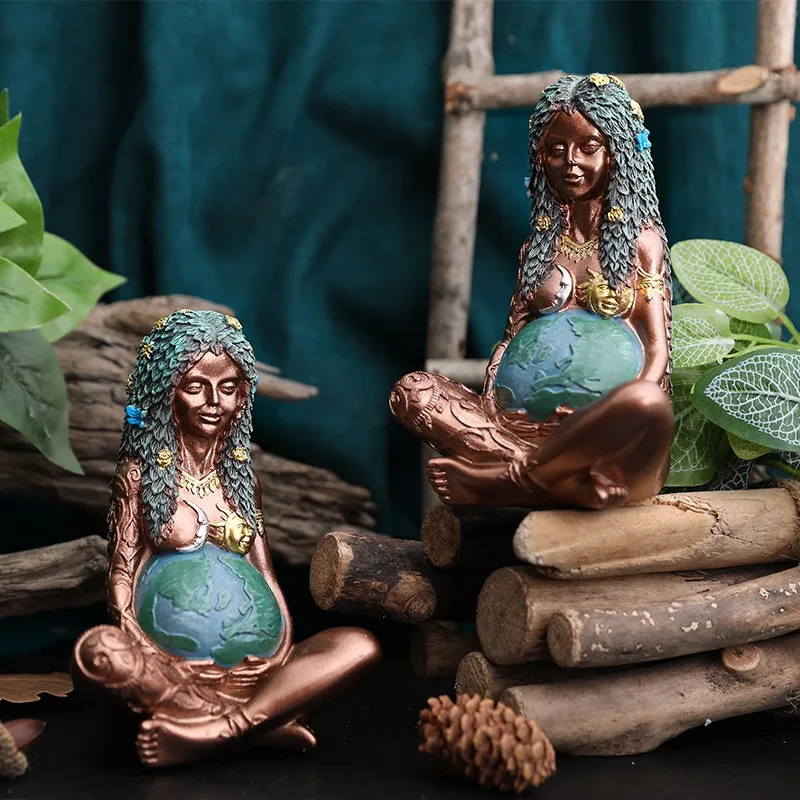 Art Craft Mother'S Day - 1ชิ้นรูปปั้นแม่เอิร์ทงานฝีมือเรซิ่นศิลปะโกเอียเครื่องประดับของขวัญเทพธิดา
