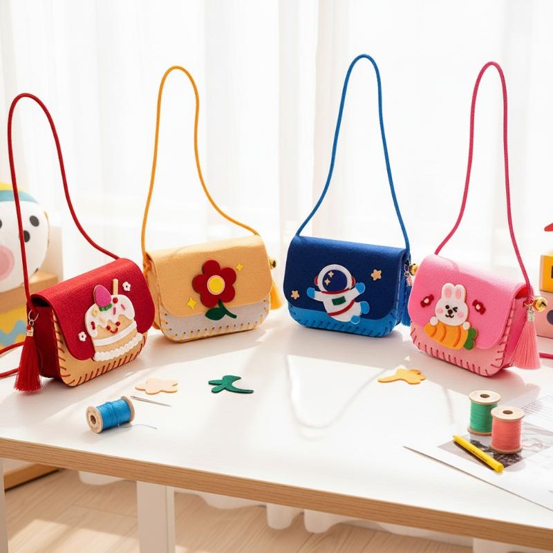 Art Craft Kindergarten - ชุดทำกระเป๋าผ้าสักหลาดสำหรับเด็ก DIY ของเล่นเย็บปักถักร้อย งานฝีมือ กระเป๋าสะพายข้าง สำหรับกิจกรรมในห้องเรียนอนุบาล