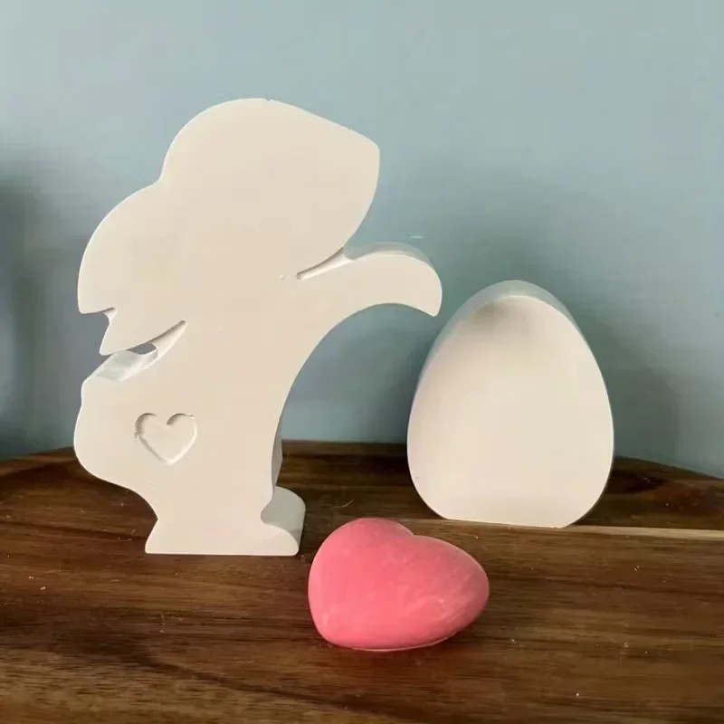 Art Craft Rabbit - แม่พิมพ์กระต่ายหัวใจพร้อมหาง สำหรับงานอีสเตอร์ คุณภาพพรีเมียม ทำจากซิลิโคน ใช้ได้กับปูนซีเมนต์ ยิปซัม