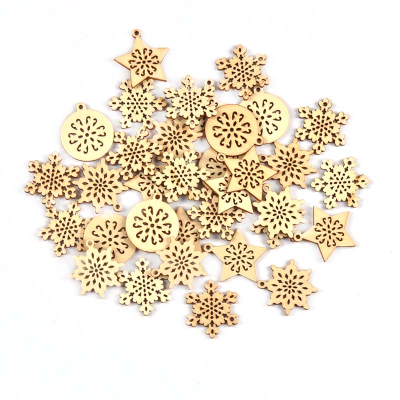 Art And Craft Xmas Tree - 25ชิ้น34มม. แบบผสมเกล็ดหิมะ/ดาวของตกแต่งต้นคริสต์มาสไม้แขวน oranment งานเลี้ยงคริสต์มาสบ้านงานฝีมือ DIY ศิลปะ