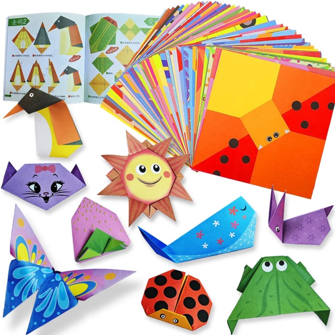 Art Craft Kindergarten - ชุดอุปกรณ์พับกระดาษโอริกามิใหม่ 30 แผ่น พร้อมหนังสือสอนพับกระดาษ งานฝีมือ DIY