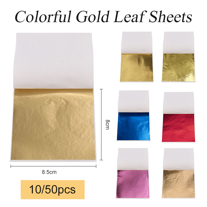 Art Craft With Leaves - 8x8.5 ซม.ไต้หวันเลียนแบบ Gold Leaf แผ่นทองแดงกระดาษฟอยล์สําหรับ Gilding