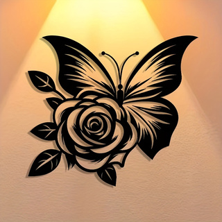 ศิลปะบนผนังโลหะกุหลาบผีเสื้อเห - Art Craft Logo Design บทวิจารณ์และราคา
